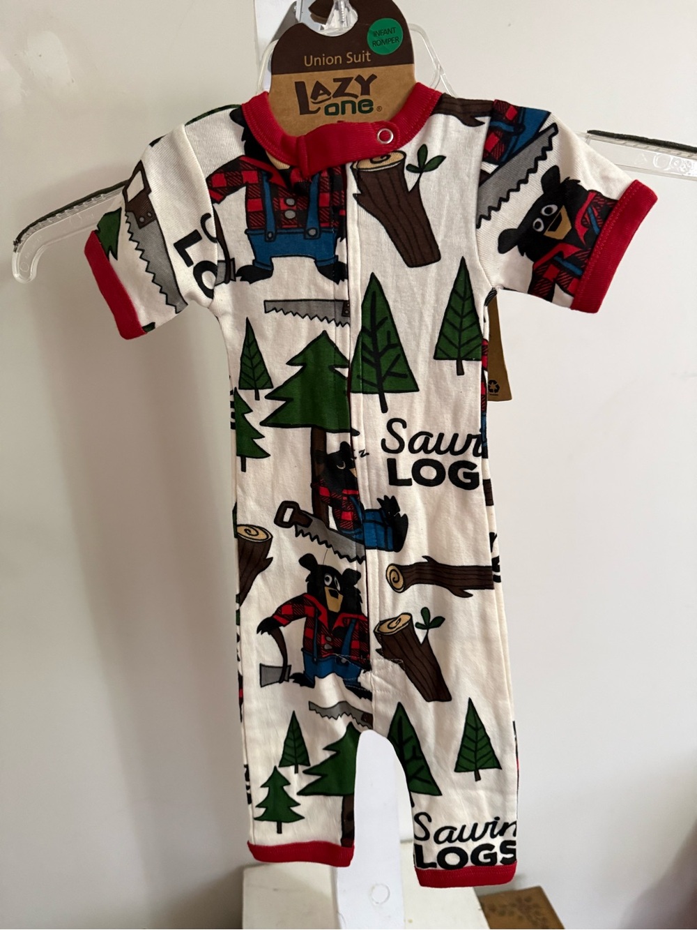 NWT Lazy One Kids "Sawing Logs" Romper